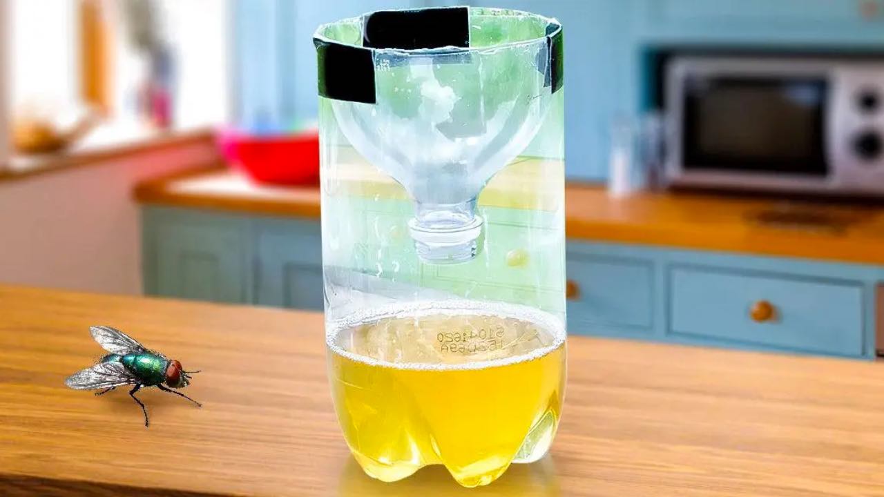 botella y volar en la cocina